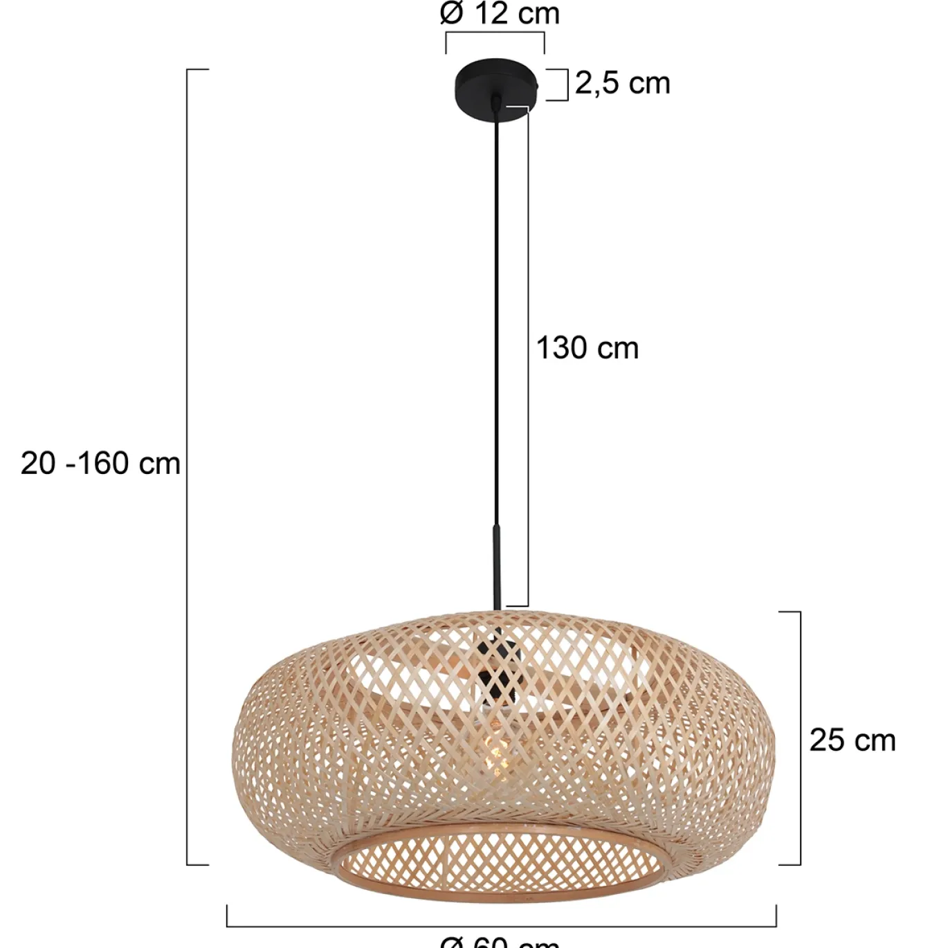 Anne Light & Home Hanglamp Maze Bamboe Naturel Ø60cm