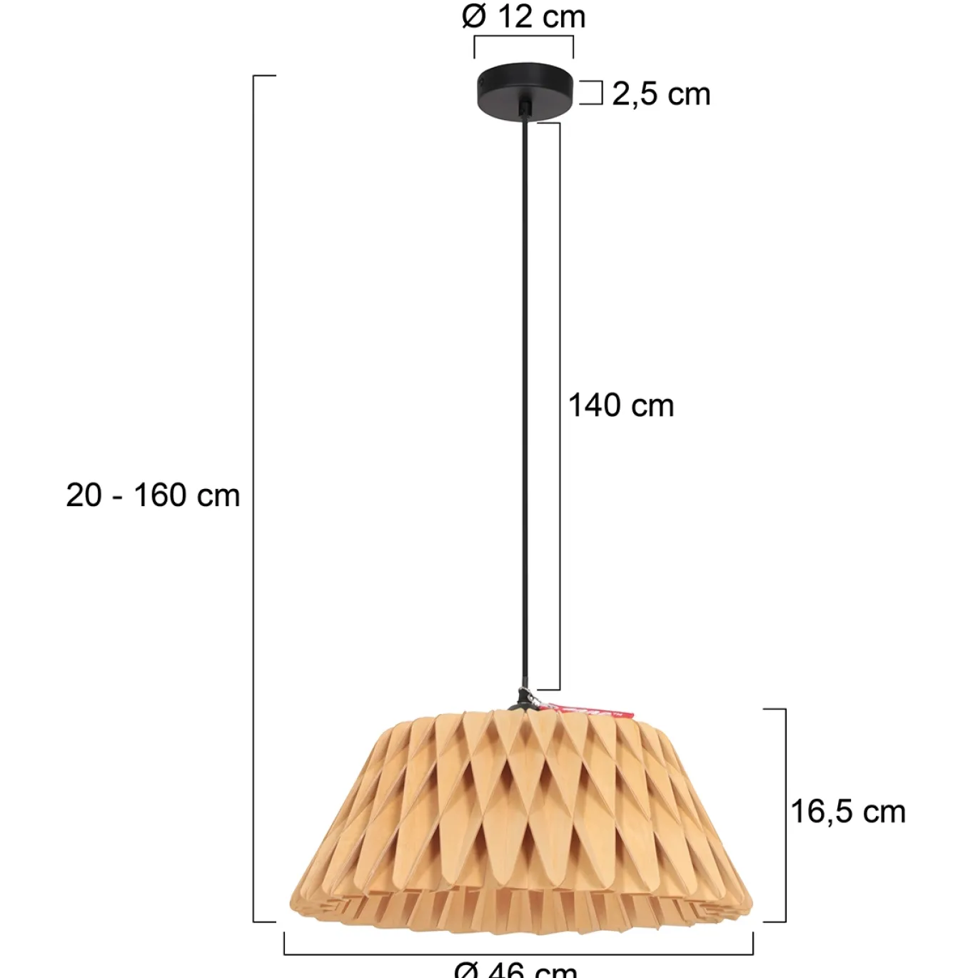 Anne Light & Home Hanglamp Maze Hout Naturel Ø46cm
