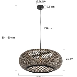 Anne Light & Home Hanglamp Maze Bamboe Zwart/Naturel Ø60cm