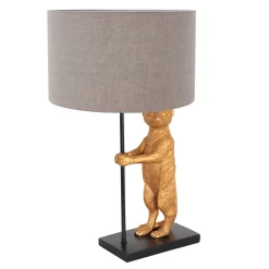 Anne Light & Home Tafellamp Animaux Stokstaartje Grof Linnen Grijs