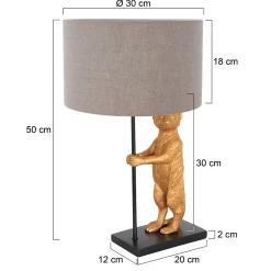 Anne Light & Home Tafellamp Animaux Stokstaartje Grof Linnen Grijs