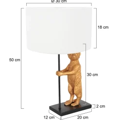 Anne Light & Home Tafellamp Animaux Stokstaartje Grof Linnen Wit