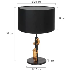 Anne Light & Home Tafellamp Animaux Beren Linnen Zwart/Goud
