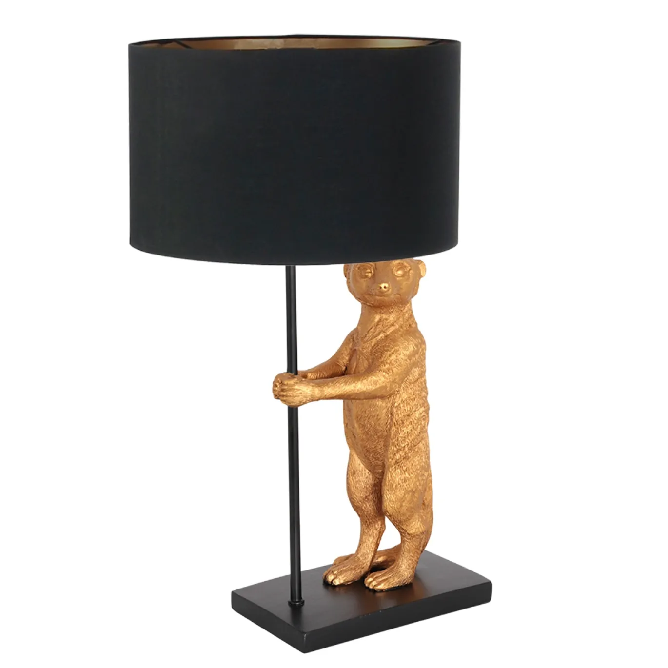 Anne Light & Home Tafellamp Animaux Stokstaartje Linnen Zwart/Goud