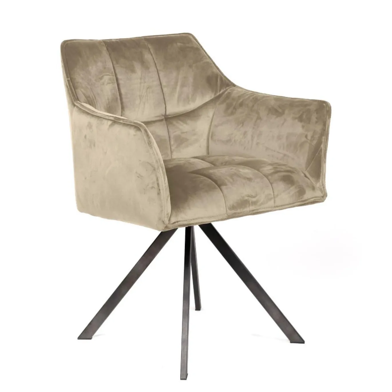 Armstoel Raster Draaibaar Velvet Champagne - Giga Meubel