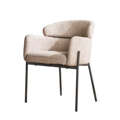 Armstoel Ronde Rug Bouclé Zand - Giga Meubel