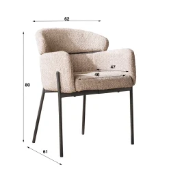 Armstoel Ronde Rug Bouclé Zand - Giga Meubel