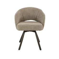 Armstoel Salon Cross Draaibaar Bouclé Zand/Bruin - Giga Meubel