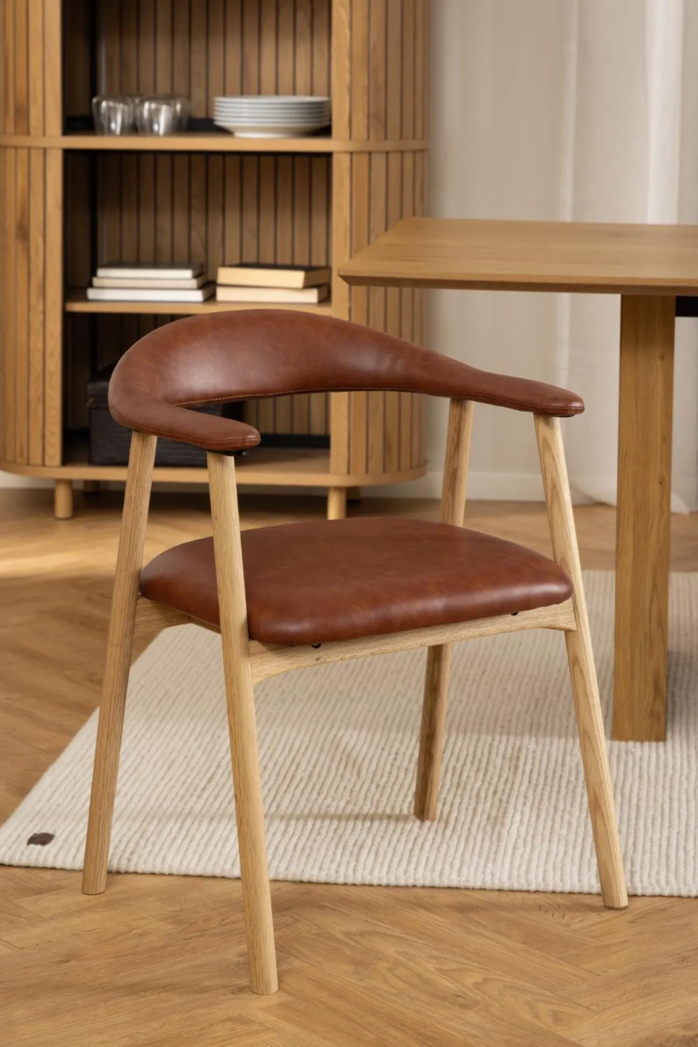 Armstoel Tesido PU-Leer Bruin - Giga Living