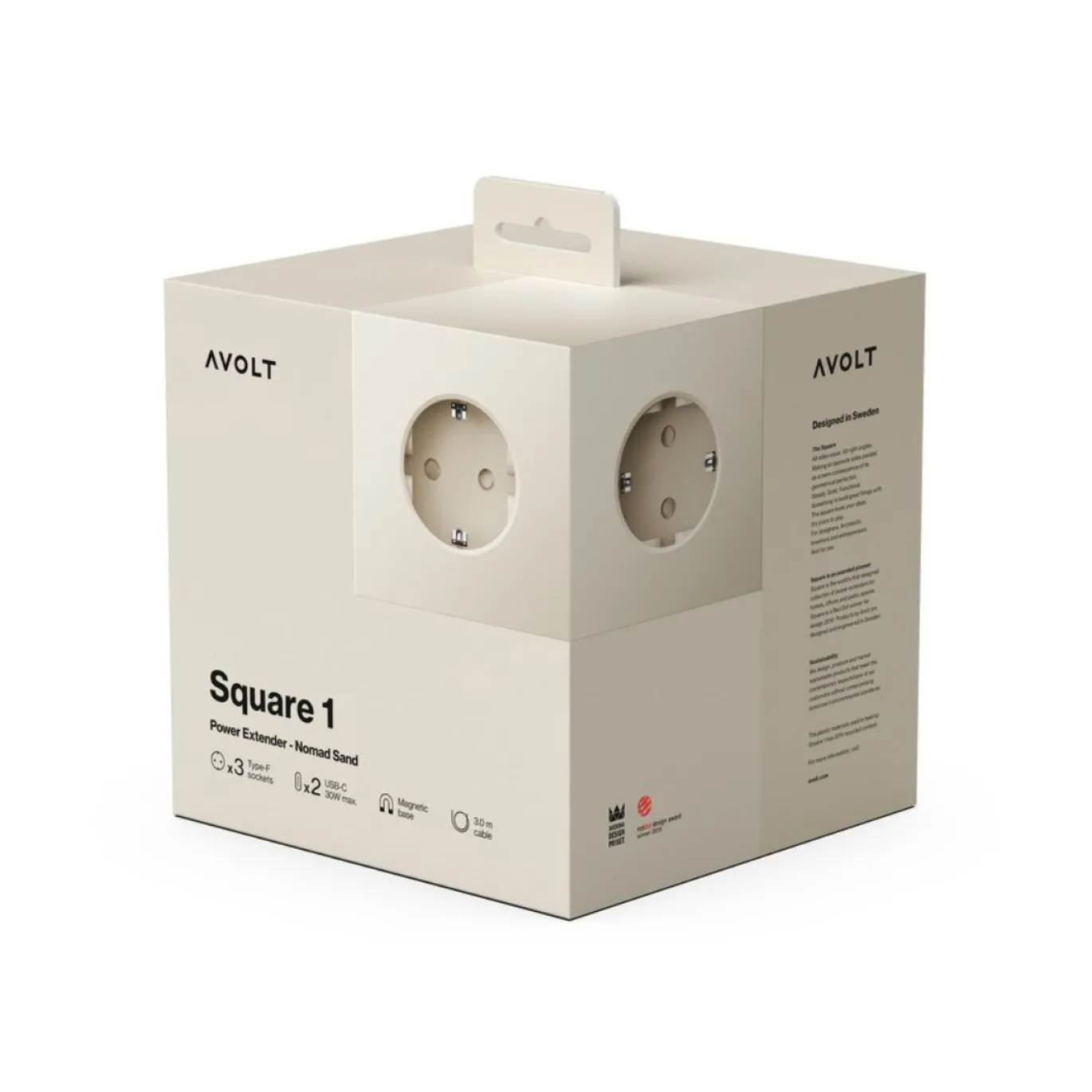 Avolt Stekkerdoos Square 1 Magnetisch 3m Nomad Sand