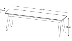 Bankje Barrali Smoked Eiken 150cm - Giga Living