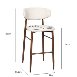 Barkruk Alexia Beige/Walnoot - Giga Meubel