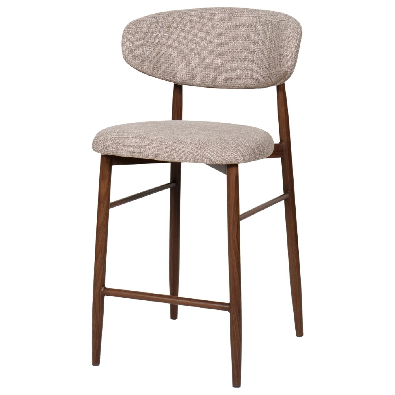 Barkruk Alexia Taupe/Walnoot - Giga Meubel