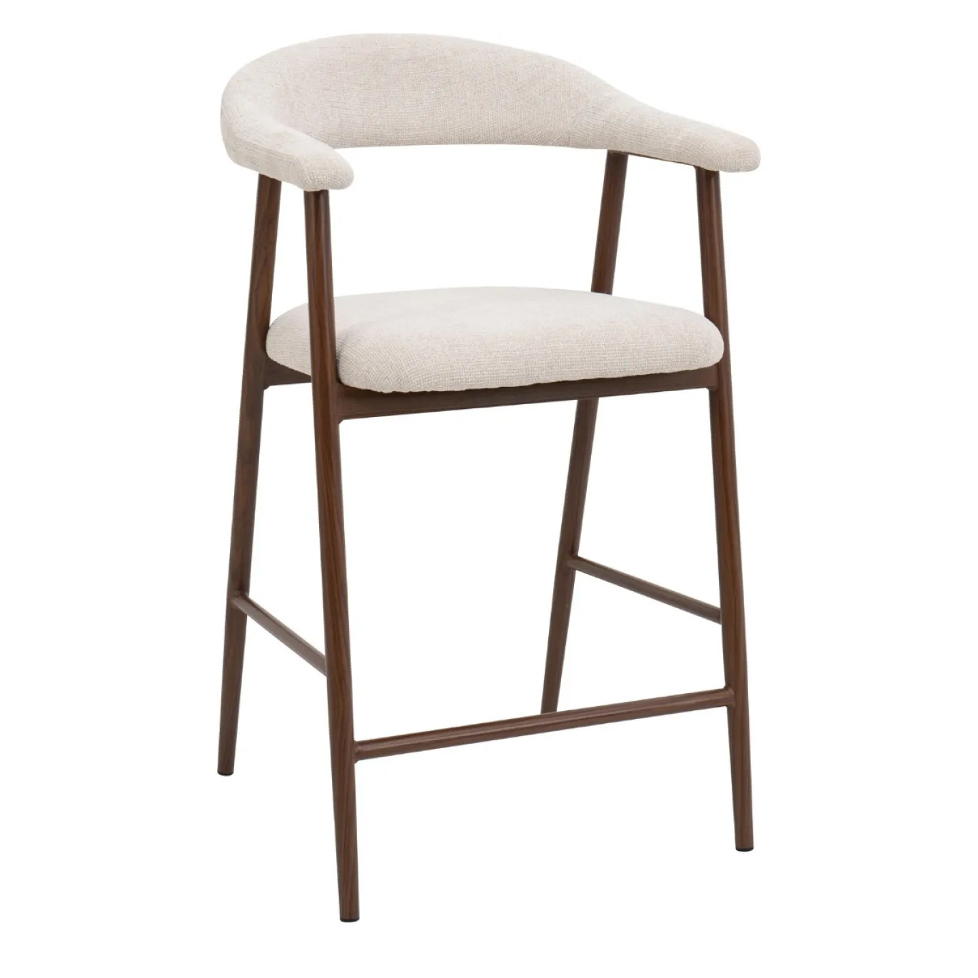 Barkruk Mila Beige/Walnoot 75cm - Giga Meubel