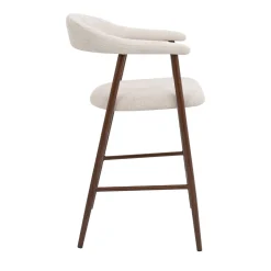 Barkruk Mila Beige/Walnoot 75cm - Giga Meubel