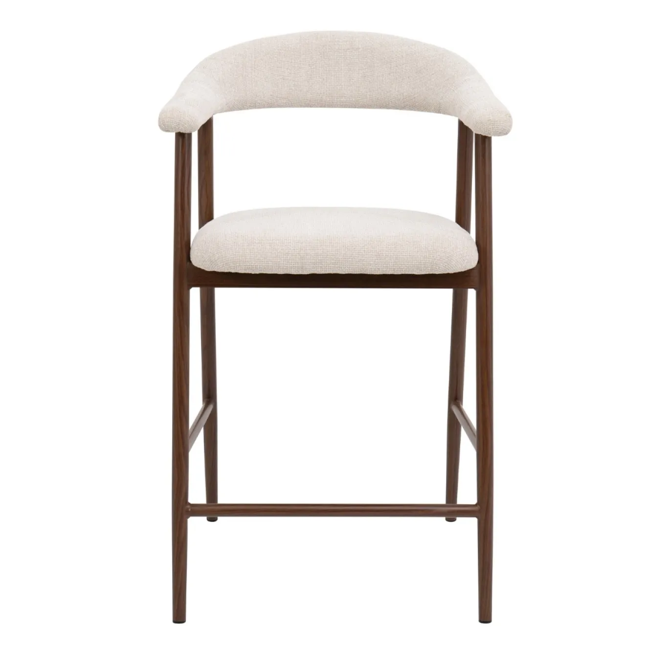 Barkruk Mila Beige/Walnoot 75cm - Giga Meubel