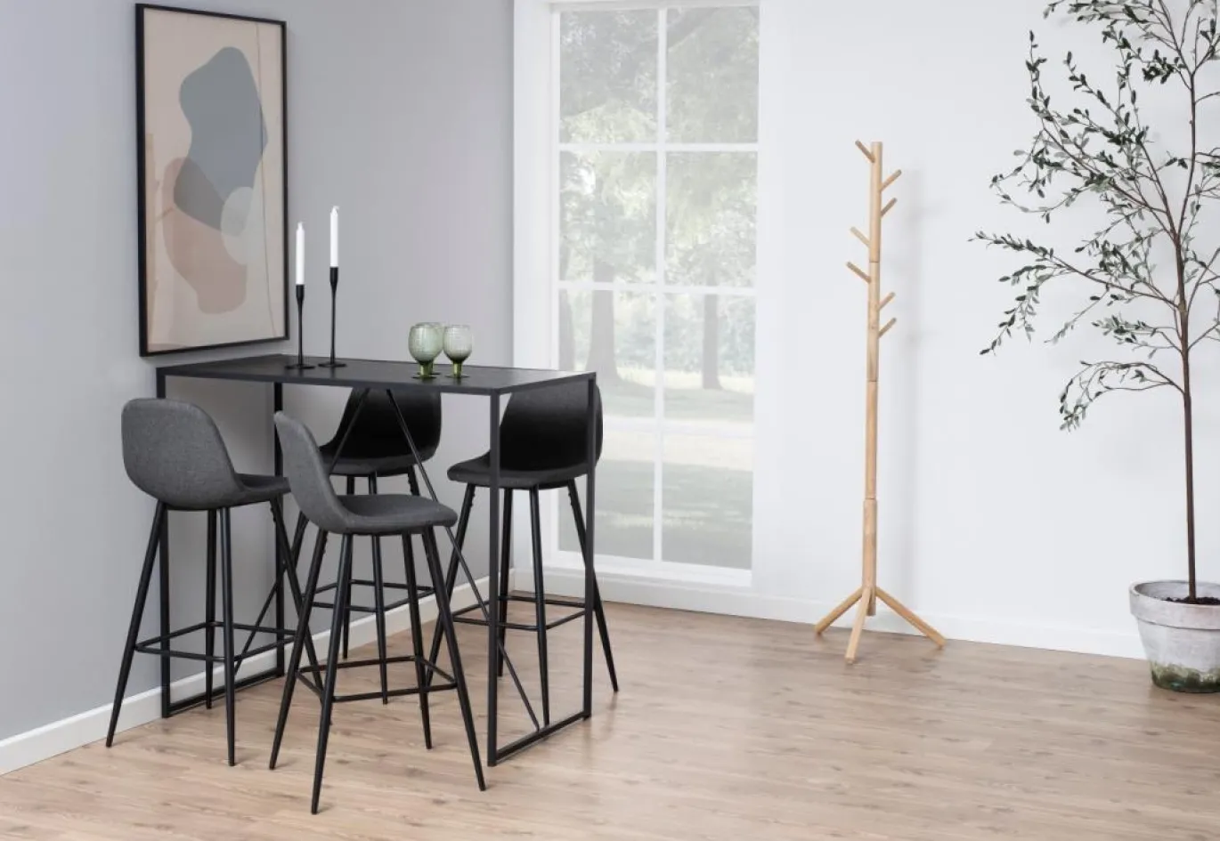 Barkruk Willy Lichtgrijs/zwart Sawana - Giga Living