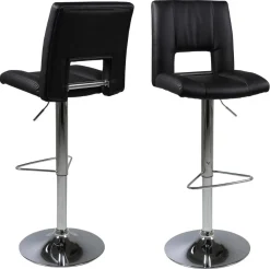 Barkruk Wistad Zwart/Zilver Pu - Giga Living