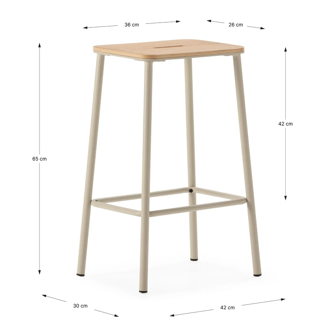 Barstoel Abba Eiken/beige - Giga Meubel