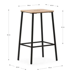Barstoel Abba Eiken/zwart - Giga Meubel