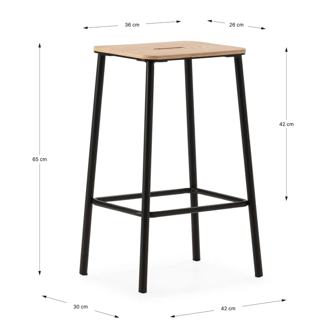 Barstoel Abba Eiken/zwart - Giga Meubel