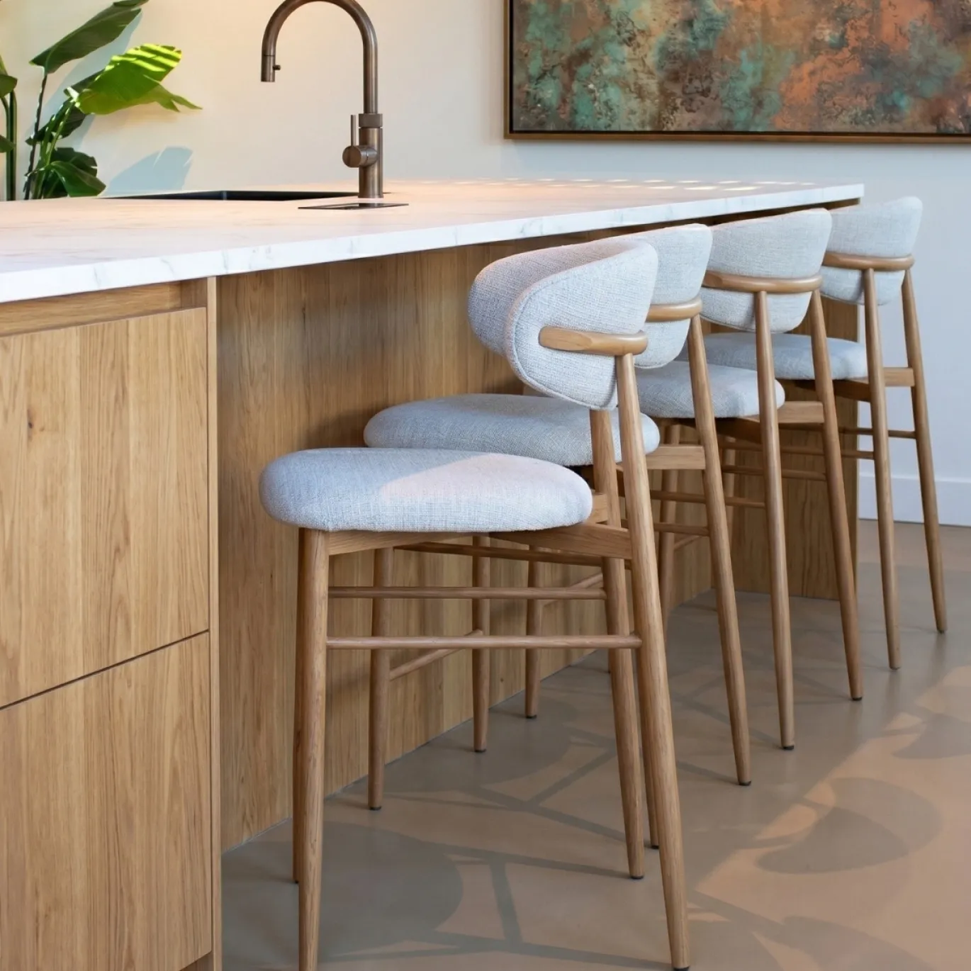 Barstoel Alexia Beige/Naturel - Giga Meubel