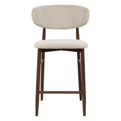 Barstoel Alexia Beige/Walnoot Faux Fur - Giga Meubel