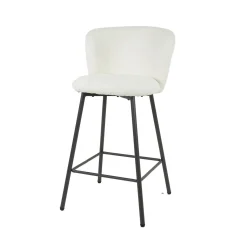 Barstoel Curve Bouclé Wit - Giga Meubel