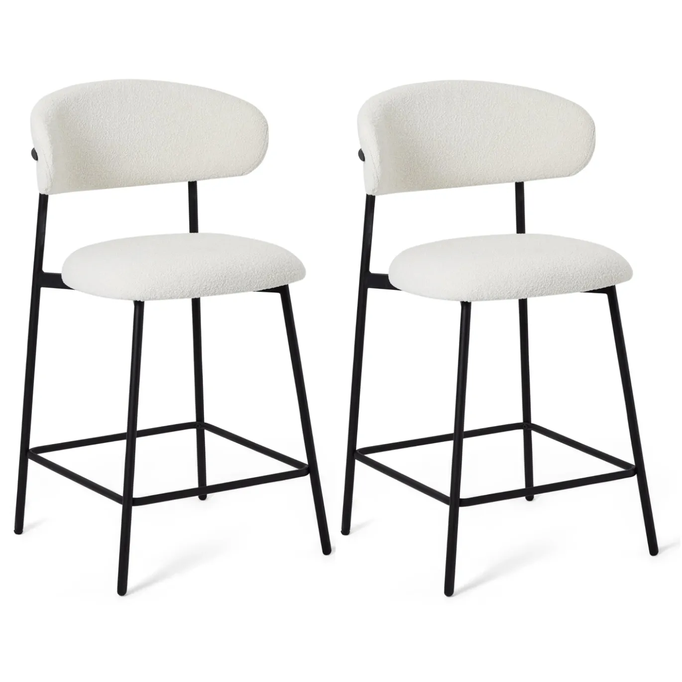 Barstoel Diana Bouclé Wit - Giga Meubel