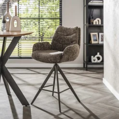 Barstoel Lounge Hoven Draaibaar Taupe/Bruin - Giga Meubel