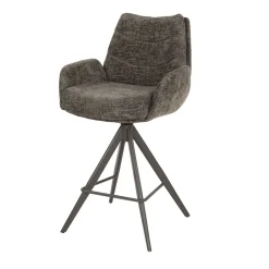 Barstoel Lounge Hoven Draaibaar Taupe/Bruin - Giga Meubel