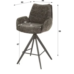 Barstoel Lounge Hoven Draaibaar Taupe/Bruin - Giga Meubel
