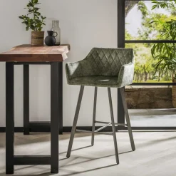 Barstoel Nexus met Armleuning Velvet Groen - Giga Meubel