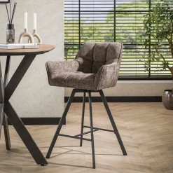 Barstoel Raster Draaibaar Rich Taupe - Giga Meubel