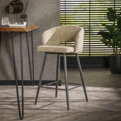 Barstoel Salon Bouclé Zandkleur - Giga Meubel