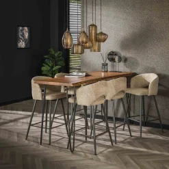 Barstoel Salon Bouclé Zandkleur - Giga Meubel