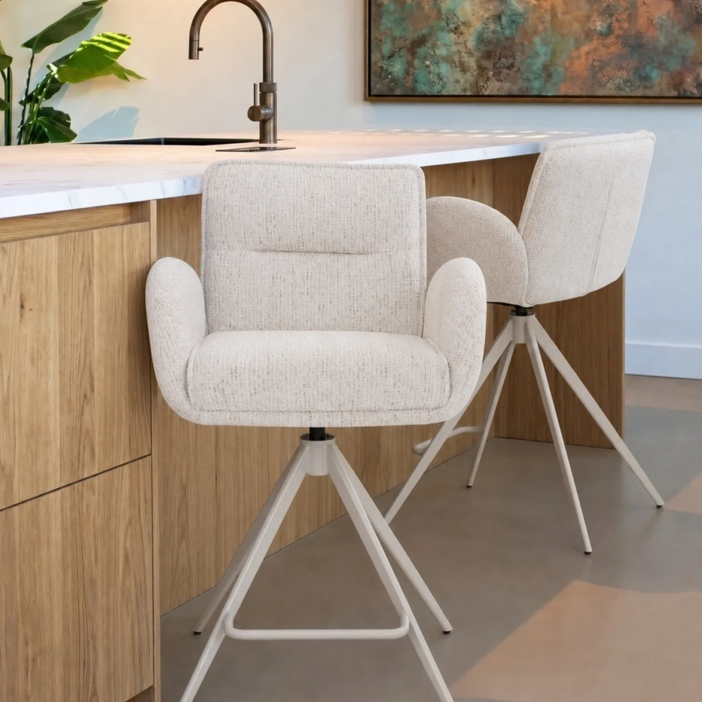 Barstoel Tina Beige Draaibaar - Giga Meubel