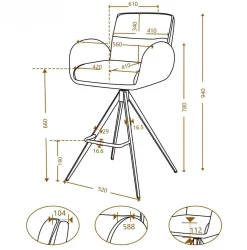 Barstoel Tina Beige Draaibaar - Giga Meubel