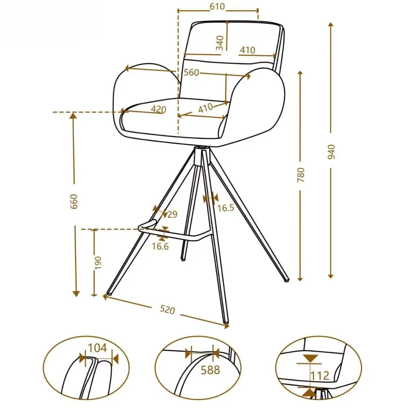 Barstoel Tina Beige Draaibaar - Giga Meubel
