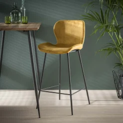 Barstoel Velvet Ronde Buis Goud - Giga Meubel