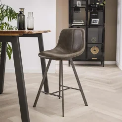 Barstoel zig-zag plat frame Taupe - Giga Meubel