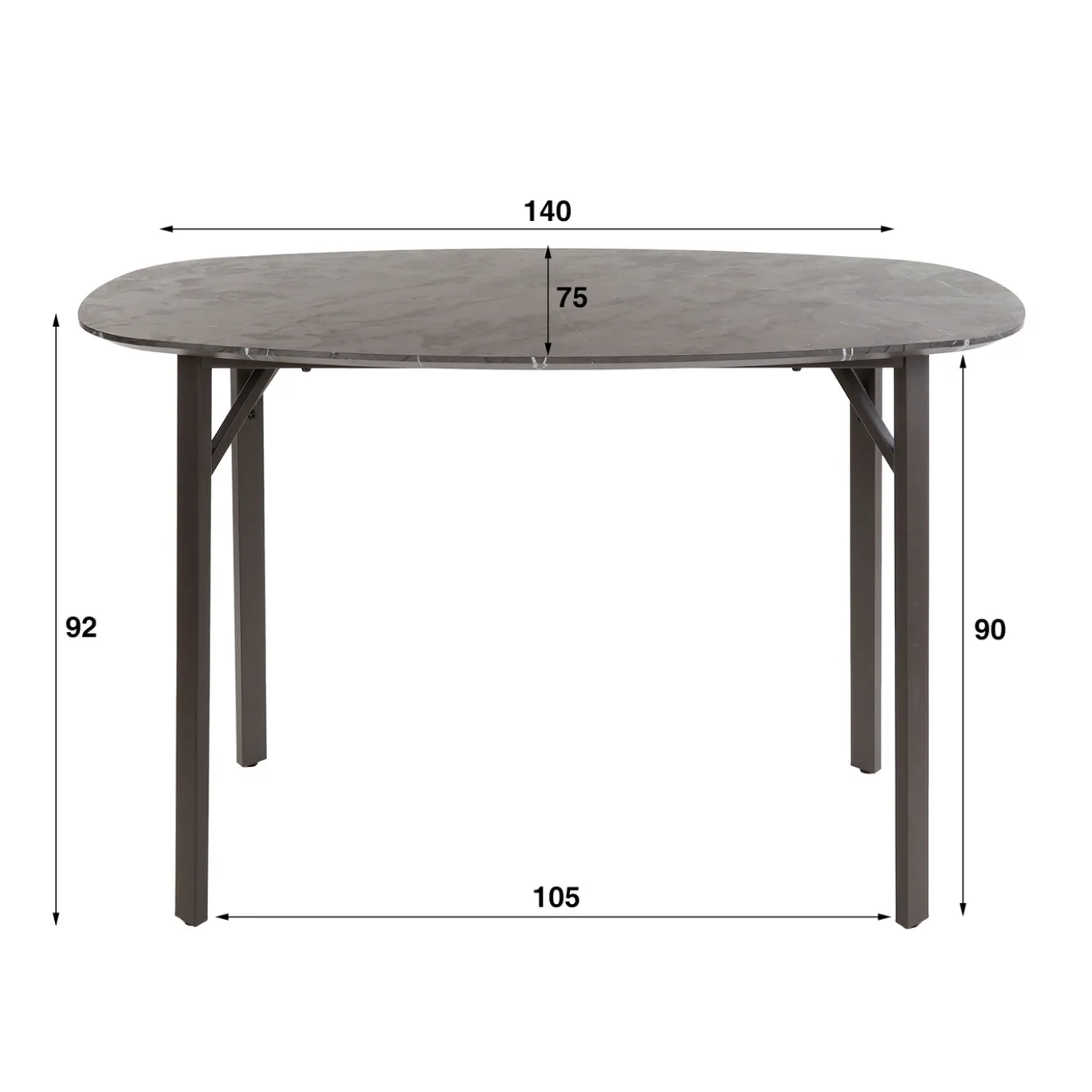 Bartafel Deens Ovaal Keramieklook 140cm - Giga Meubel
