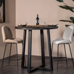 Bartafel Lowie Zwart Rond 110x110cm - Giga Meubel