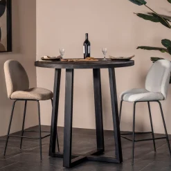 Bartafel Lowie Zwart Rond 110x90cm - Giga Meubel