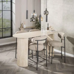 Bartafel Romano Arch Plat Ovaal 180cm Keramiek Travertin - Giga Meubel
