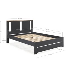 Bed Enara 140x190 Antraciet/eiken Met Latten Set - Giga Meubel