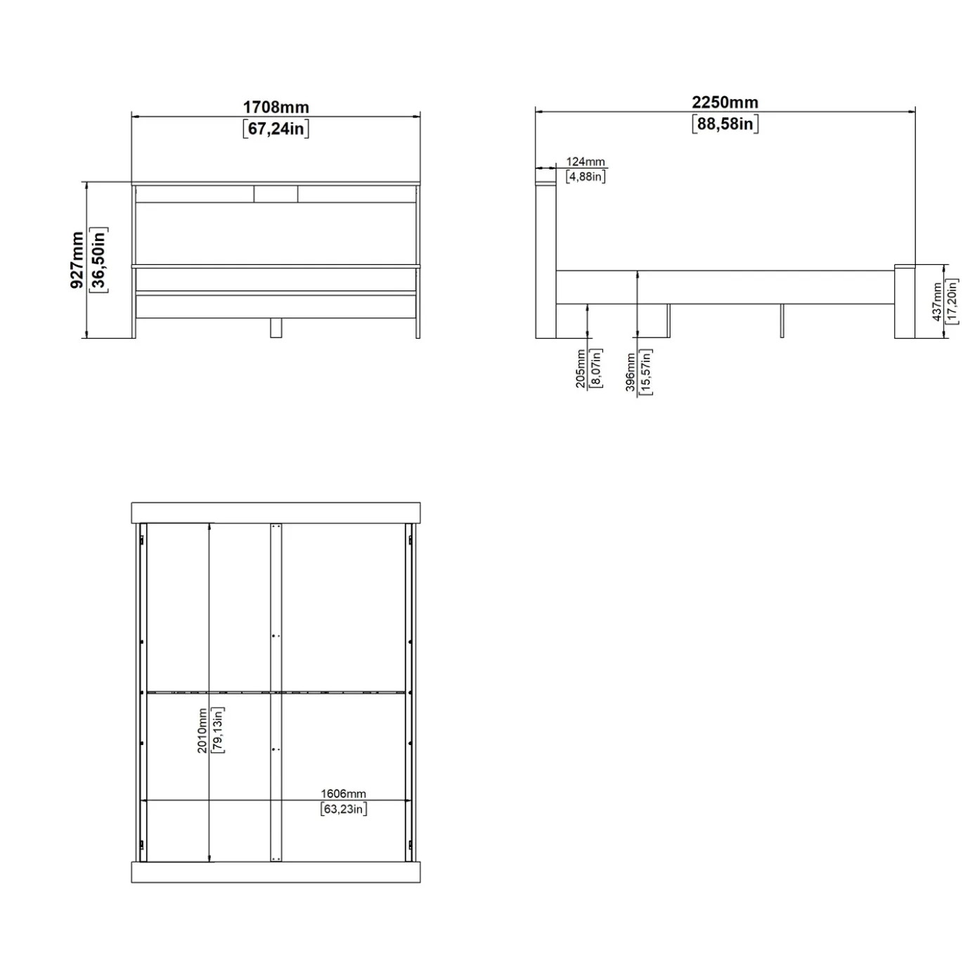Bed Next Jackson Hickory Wit Hoogglans B 170x225cm - Giga Living