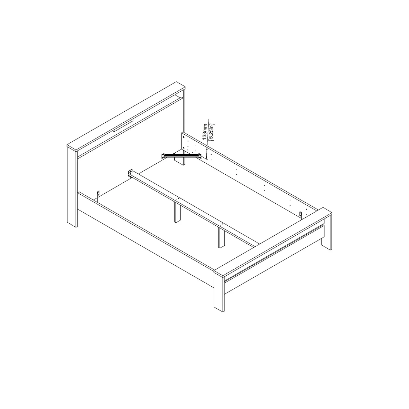 Bed Next Jackson Hickory Wit Hoogglans 150x215cm - Giga Living