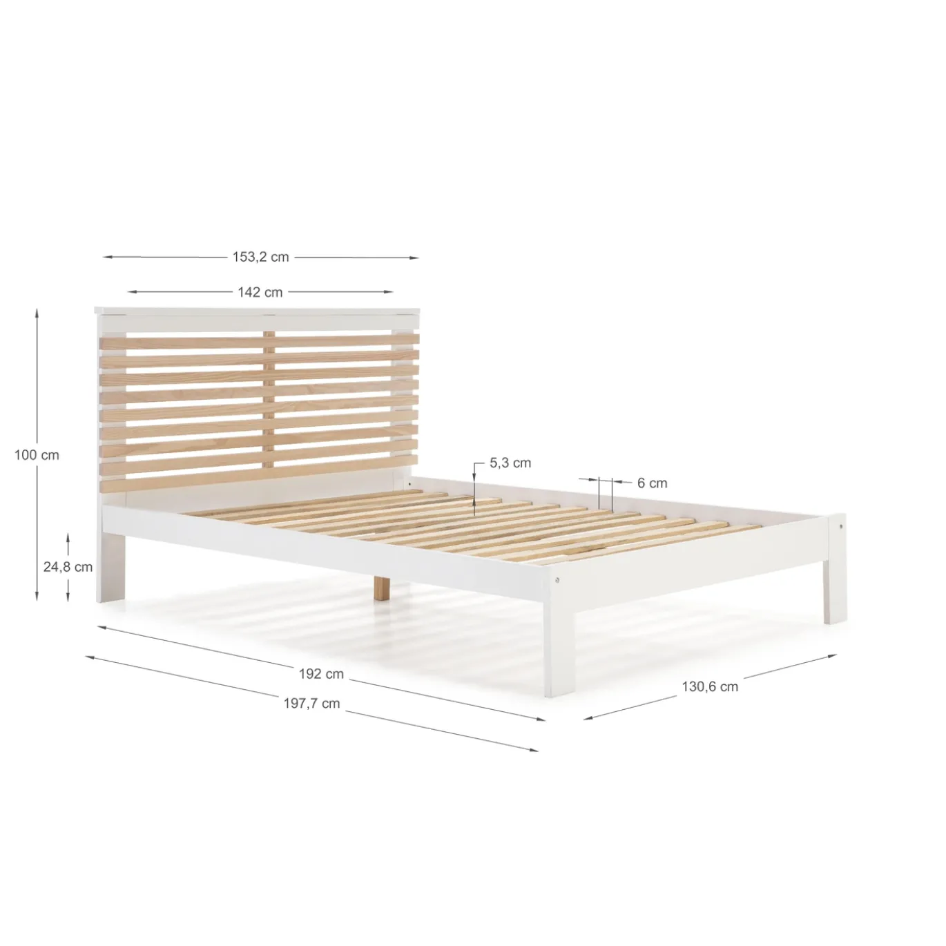 Bed Vectra 140x190 Wit Wax Met Latten Set - Giga Meubel