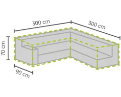 BEST Beschermhoes Voor Loungesets L Vorm 300/90×300/90x70cm Lichtgrijs